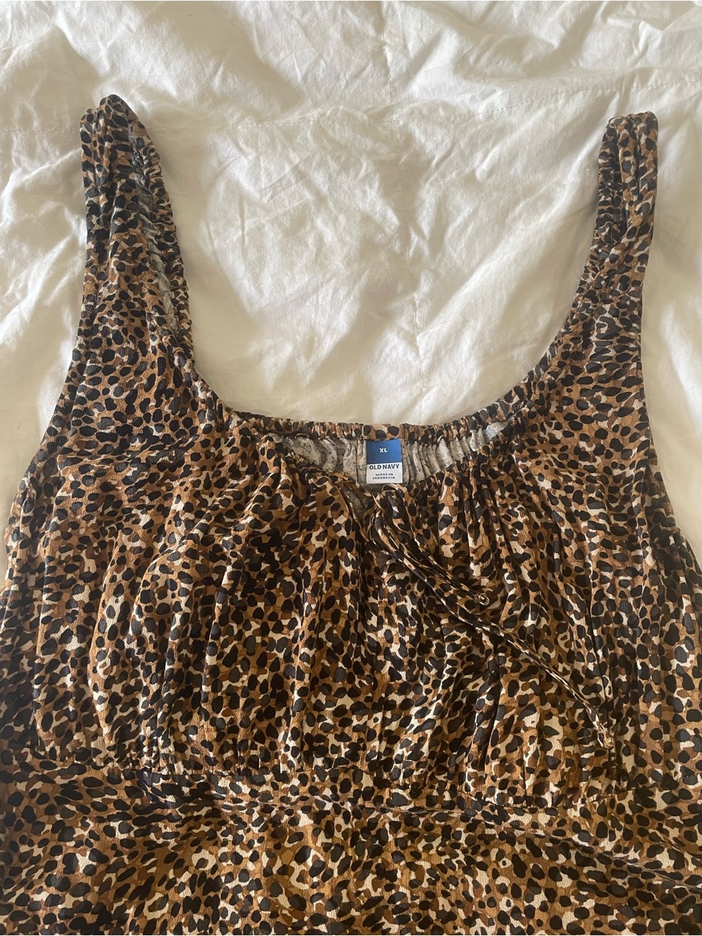 Old Navy Leopard Print Scoop Neck midi dress Brown & Black XL
